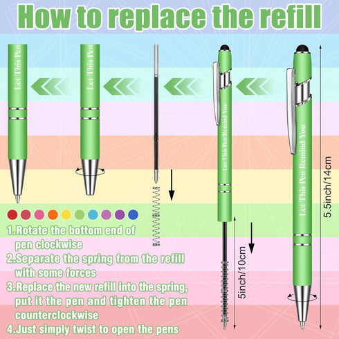 Greeting Theme Ballpoint Pen Teacher Appreciation Pen Inspirational Ballpoint Pens Screen Touch Metal and Stylus Pen for Teacher Writing Stationer...