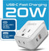 Ceptics Brazil Power Plug Adapter Travel Set, 20W PD & QC, Safe Dual USB & USB-C 3.1A - 2 USA Socket - Compact & Powerful - Also Use in Peru, Chil...