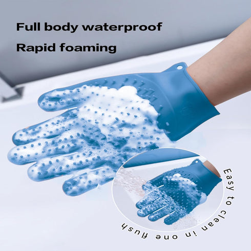 4-in-1 Pet Grooming Gloves for Washing and Hair Removal,Gentle Double-Side Brush Gloves Effective in Removing Pet Hair and Stain for Dog &Cat & Ho...