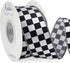 Ribbli Black and White Check Wired Satin Ribbon, 1-1/2 Inch x Continuous 10 Yard, Fall Ribbon for Big Bow, Halloween Ribbon Wreath,Tree Decoration...