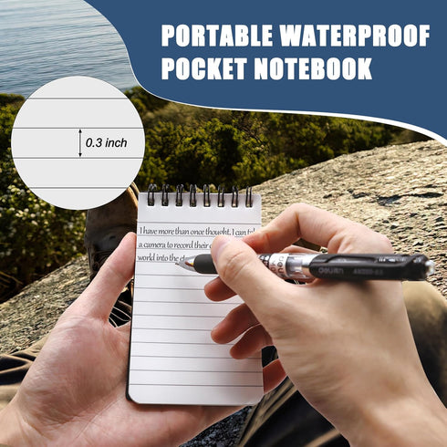 6 Pack Waterproof Notepads, 3 x 5 Spiral Notebook All-Weather Small Pocket Notebook, Waterproof Memo Paper Notepad with 50 Sheets Lined Pages Ston...