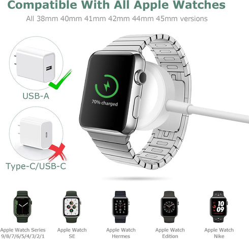 DDUAN Upgrade Watch Charger 5.0 ft /1.5 m for iWatch Portable Wireless Charging Cable Compatible with Apple Watch Series 9/8/7/6/SE/SE2/5/4/3/2/1....