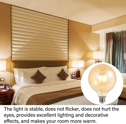 LED Bulbs 60 Watt Equivalent, 2 Pack 6W G125 LED Globe Bulbs, Antique Vintage Light Bulbs Amber, E26 LED Edison Light Bulb, 2700K 800LM Warm White...