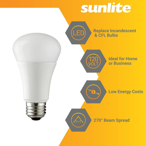 Sunlite LED A Type Household 12W (75W Equivalent) Light Bulb Medium (E26) Base, Daylight...