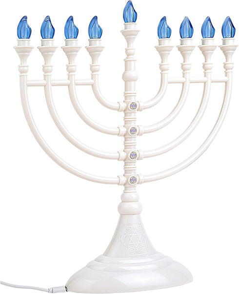 Traditional Hanukkah LED Electric Menorah Powered by Battery or USB Chanukiah - 4' Micro USB Cable Included Electronic Chanukah Candles Minorah Li...