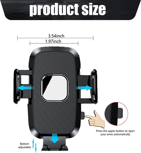 1 PC Car Phone Holder with Silicone Gasket, Shockproof Waterproof Plastic Vehicle Smartphone Mount for 1.96In to 3.54In Equipment, Universal Autom...