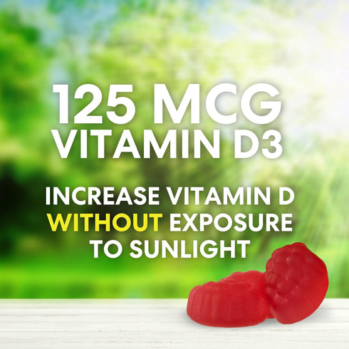 Vitamin D3 Gummy Vitamins Extra Strength 5000 IU (125 mcg) High Potency Vita D Gummies Dietary Supplement - Bone, Teeth, Muscle & Immune Support, ...
