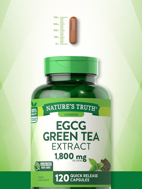Nature's Truth Green Tea Extract Capsules | 1800mg | 120 Count | Standardized 45% EGCG | Non-GMO & Gluten Free Supplement...