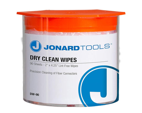Jonard Tools DW-90 Pack of 90 Dry Wipes for Cleaning Bare Fiber, Connector End-Faces, and Electronic Components - Packaging May Vary...