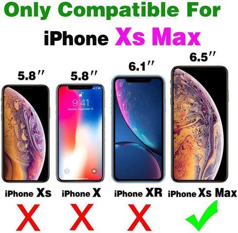Compatible with iPhone Xs Max Wallet Case Crossbody Strap Leather Zipper Credit Card Holder Clasp Stand Cell Accessories Phone Cover for i X XR Xs...