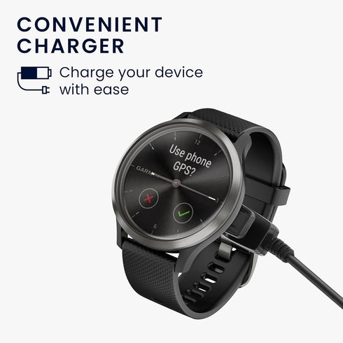 kwmobile Charger Compatible with Garmin vivomove Trend/Lily/HR/Forerunner 35/30 / 735XT - Charger USB-C Cable for Charging Smart Watch - Black......