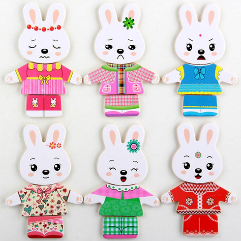 Wooden Jigsaw Puzzle 72 Pcs Kids Early Educational Toys Dress-Up Puzzle Set...