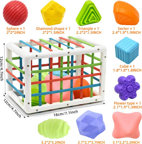 AiTuiTui Montessori Baby Toys for 1 Year Old Boy Girl Gifts, Shape Sorter Baby Toys 6 12 18 Months Early Learning Sensory Bin with 3 Soft Textured...