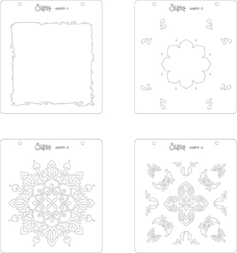Sizzix Layered Reusable Crafts 4PK Mosaic Flowers by Jessica Scott | 664919 | Chapter 4 2022 STENCILS, One Size, Mulitcolour...