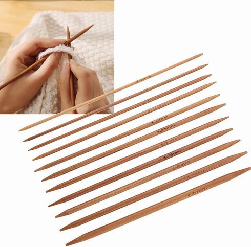 11Sizes 55PCS Bamboo Knitting Needles Set Smooth Double Pointed Long Knitting Needles Set for Handmade Creative DIY Knitting Craft (5.1 Inches Len...