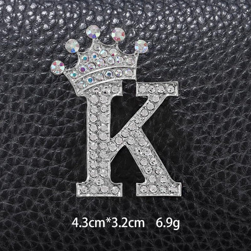 Silver Letters Crystal Crown Initial Brooch Women Letters Brooches Pins for Women Jewelry Gift...