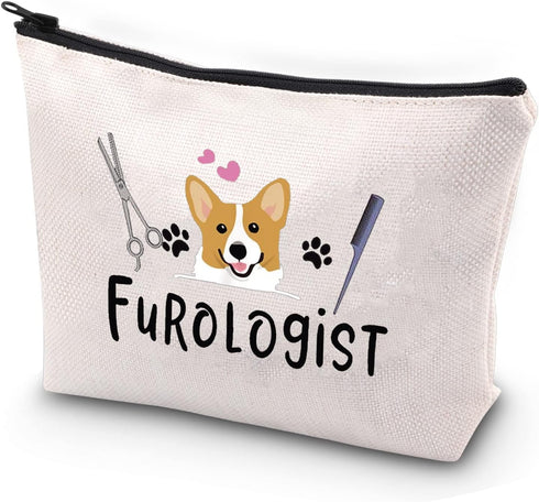 Furologist Funny Puppy Stylist Cute Dog Groomer Cosmetic Bag Dog Groomer Survival Kit Zipper Pouch Pet Grooming Gifts...
