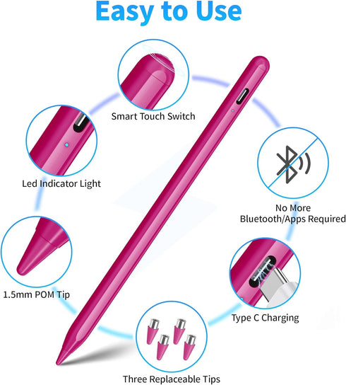 DRYMOKINI Stylus Pen, Active Stylus Pen Touch Screens Compatible for Android and iOS Tablet/Phones, Rechargeable Universal Stylus Pencil Compatibl...