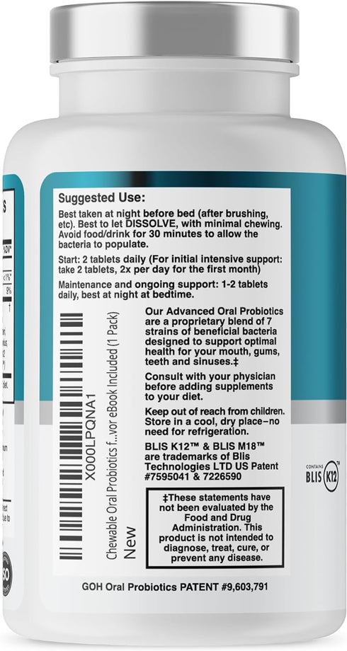 Oral Probiotics for Mouth Bad Breath Treatment for Adults: Dentist Formulated Advanced Oral Probiotics for Teeth and Gums with BLIS K12 M18-60 Che...