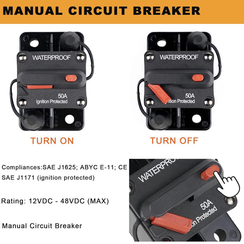 STETION 100 Amp Circuit Breaker Trolling with Manual Reset Car Marine Trolling Motors Boat ATV Manual Power Protect for Audio System Fuse 12V-48VD...