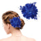 Blue Ladies Feather Flower Hair Clip Elegant Hat Flower Mesh Ribbons Brooch Pin Hair Accessory Fascinator Headwear Floral Corsage for Women and Gi...