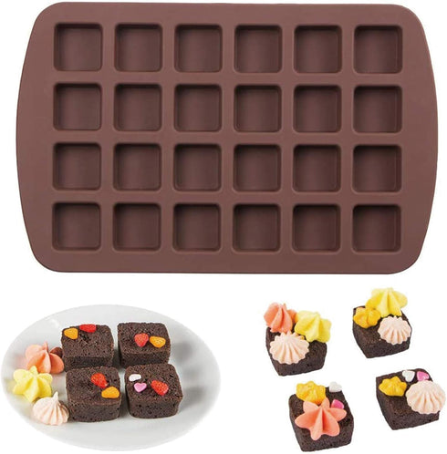 Webake Mini Brownie Pan Square Silicone Baking Mold for Keto Fat Bomb, Chocolate, Peanut Butter, Blondie...