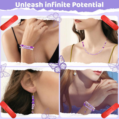 Goldwise Purple Friendship Bracelet Making Kit - DIY Craft Set with 4mm Seed Beads, 6mm Polymer Clay Beads, 8mm Glass Beads, Alphabet Beads, Assor...