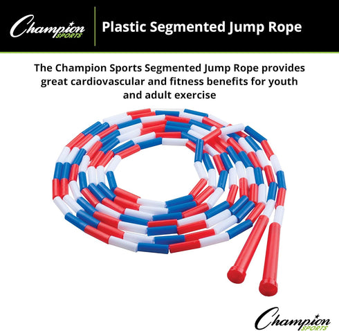 Champion Sports Classic Plastic Segmented Beaded Jump Ropes - Phys. Ed, Gym, Fitness and Recreational Use, In a Variety of Lengths for Kids to Adu...