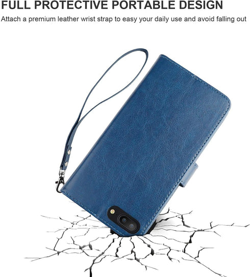 Bocasal for iPhone 7/8 Plus Wallet Case with Card Holder PU Leather Magnetic Detachable Kickstand Shockproof Wrist Strap Removable Flip Cover for ...