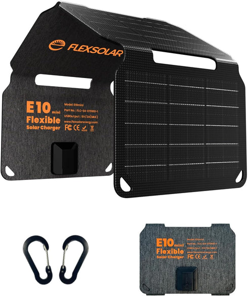 10W Mini Solar Panel, USB Solar Charger Foldable Portable IP67 Waterproof Solar Powered Battery Charger for Small Fan, Camera, Water Pump, Bicycle...