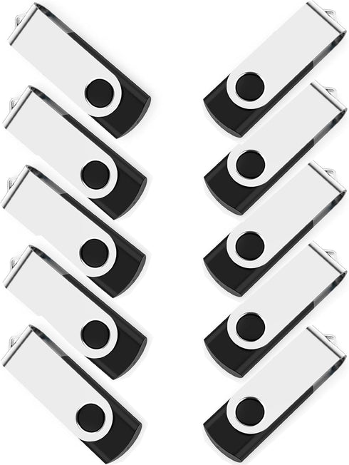 10 Pack 128MB USB Flash Drive Bulk Pack, Bulk USB 2.0 Flash Drives Thumb Drive Swivel Memory Stick Jump Drive Pen Drive Zip Drive...