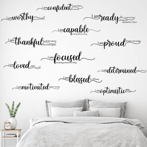 Epakh 2 Sheets Motivational Wall Stickers Decor Black Inspirational Wall Decal Art Inspirational Quote Stickers Vinyl Positive Wallpaper for Livin...