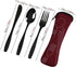6 Pieces Travel Flatware with Case, Black Stainless Steel, Camping Fork Spoon Knife Set, R...