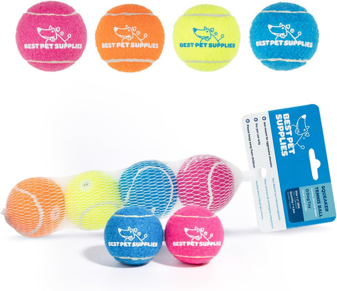 Best Pet Supplies Squeaky Tennis Toys for Dogs, 4-Pack, Heavy-Duty Interactive Pet Toys for Throwing and Fetching, Supports Exercise and Natural B...