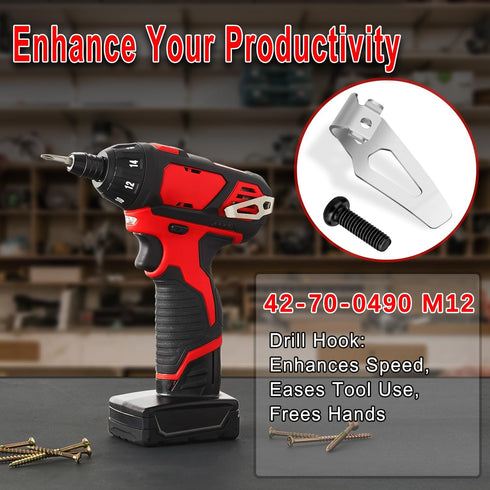 42-70-0490 Belt Clip Kit For Milwaukee M12 12V Power Tools: 4PCS Drill M12 Impact Driver Tool Clips Hook Set with Screws for Secure Tool Holding -...