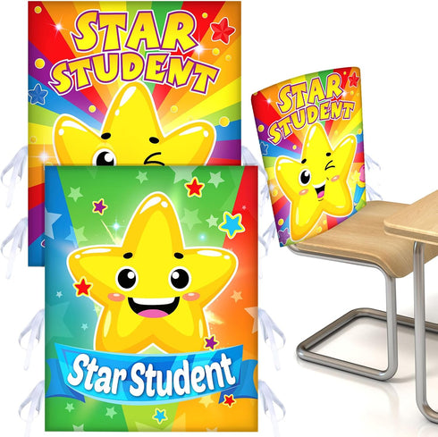 2 Pieces Star Student Chair Cover for Kids Colorful Seat Cover for Classroom Star Chair Cover for Classroom Office Home Party School, 18.9 x 15.75...