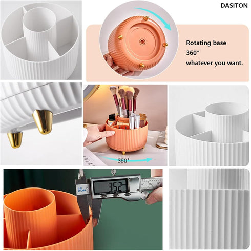DASITON Large Capacity Makeup Brush Holder,360° Rotating Makeup Organizer,5 Slot Makeup Brushes Cup,for Vanity Decor,Bathroom Countertops,Desk Sto...