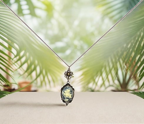 Lucky Clover Cameo Necklace Best Friend Heart Charms Jewelry 2 Chain Deluxe Gift...