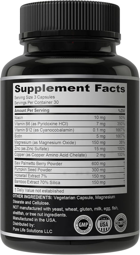 11-in-1 Vegan Hair Growth Vitamins for Thinning & Brittle Hair – Advanced Vitamin Complex with 5000mcg Biotin, Pumpkin Seed, Zinc. Supports Thicke...