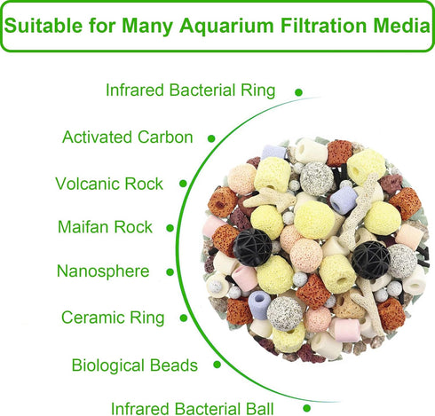 10 Pieces 3" x 4" Aquarium Filter Media Bags Small,Mini Fish Tank Media Mesh Filter Bags for Activated Carbon,Ceramic Rings,Mesh Reusable Bags wit...