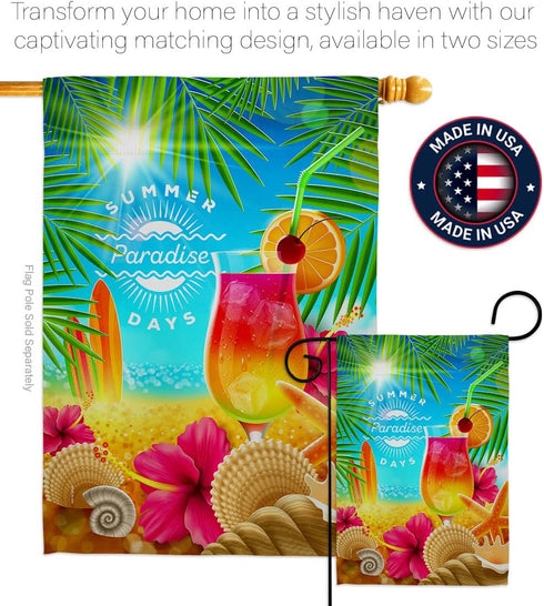 Breeze Decor Summer in Paradise Garden Flag Fun The Sun Beach Pool Luau Tropical Party Season Outdoor Summertime Sunny House Decoration Banner Sma...