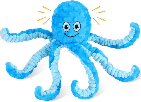 Squeaky Dog Toys Octopus Stuffed Crinkle Toy, Puppy Chew Toys for Teething, Durable Tug of War Interactive Plush Dog Toys for Puppies Small, Mediu...