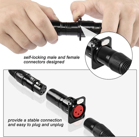MEIRIYFA XLR 3 Pin Female to Male Pass Through Panel Mount Jack, Mic XLR 3PIN D Series Type Adapter Feed/Pass Thru Converter Compatible with Micro...