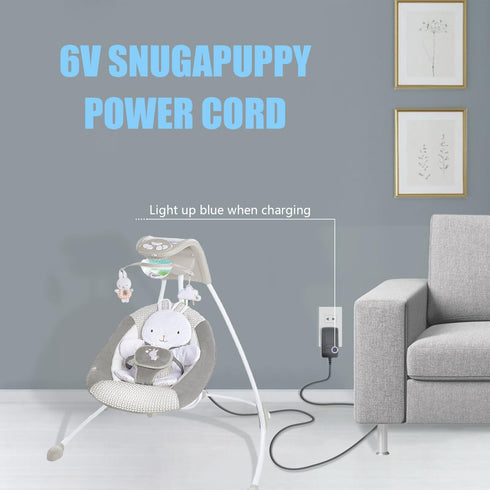 Snugapuppy Charger Replacement for Fisher Price/Ingenuity Swing, 6V AC Power Cord for Baby Swing,10Ft Charging Cable, Black...