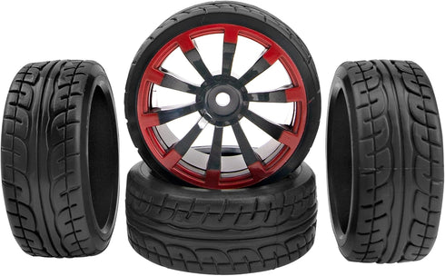 1/10 RC Drift Tire Hard Plastic Tires & 12mm Hex Hub Wheel Rims Compatible with Traxxas HSP Tamiya Kyosho Himoto HPI Redcat MST 1/10 On-Road RC Dr...