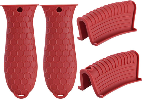 4 pcs Trumoter potholders, Silicone Assist Pan Holder for Cast Iron Skillets and Traditional Pots - Red...