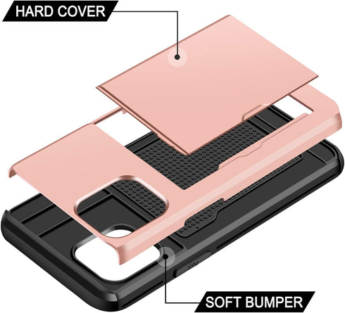 SAMONPOW Compatible with iPhone 13 Case with Card Holder Dual Layer Hybrid Wallet Case Heavy Duty Protection Shockproof 13 Case for Women Men Anti...