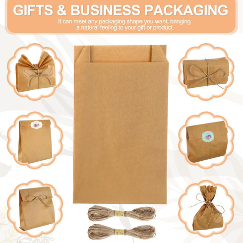 Fulmoon Soap Paper Bags, 5'' x 8'' Kraft Paper Bags for Packaging Soap Wrappers with 394 Inch Jute Ropes for Soap Making Candy Lipstick Gift Craft...