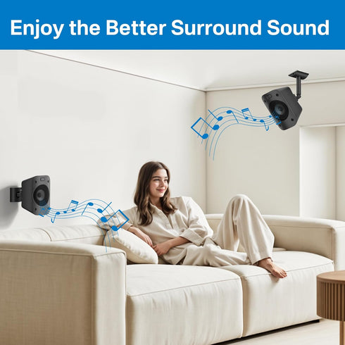 Speaker Mount for Logitech Z906 Speaker Wall Mount Tilt & Swivel Adjustable Ceiling Mount for Logetich Z906 Satellite Speaker Mounting Bracket, Si...