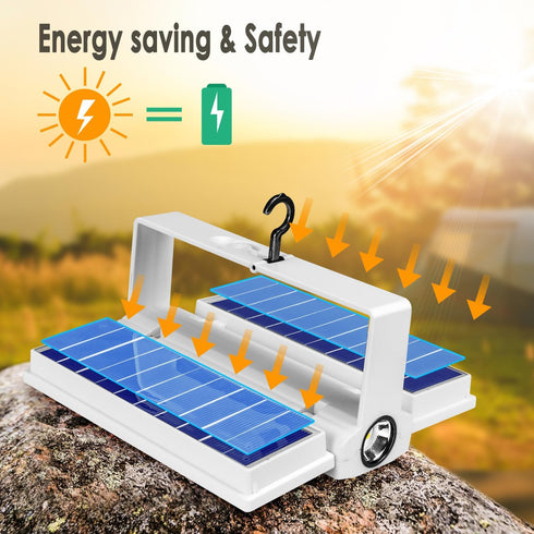 2 in 1 Solar Camping Lights,5 Modes Dimmable Solar Lantern Flashlight, 5000mAh High Capacity Battery Collapsable Lantern Outdoor Waterproof Hangin...